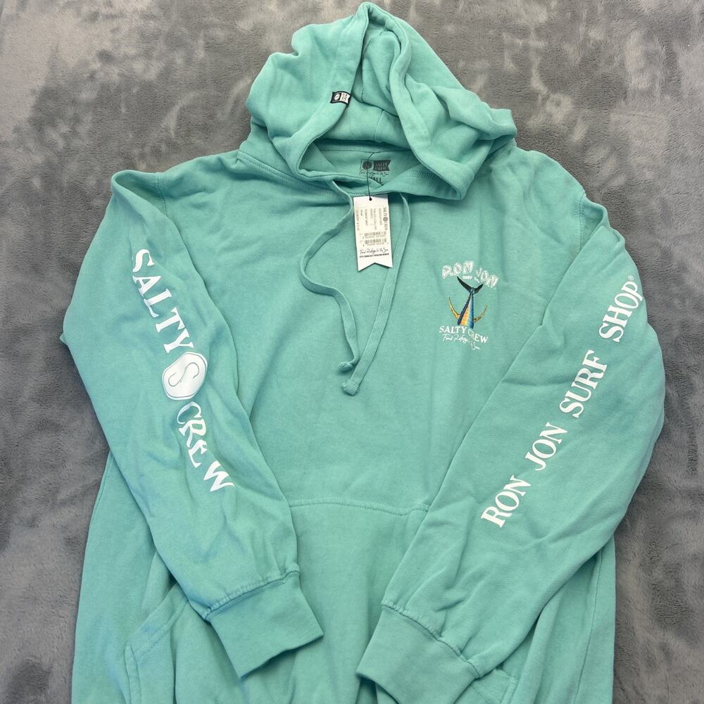 Salty Crew Ron Jon Collab Hoodie "Find Refuge In The Sea" Woman S Mint Surf Shop